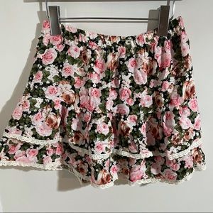 Forever 21 Pink Layered Floral Skirt